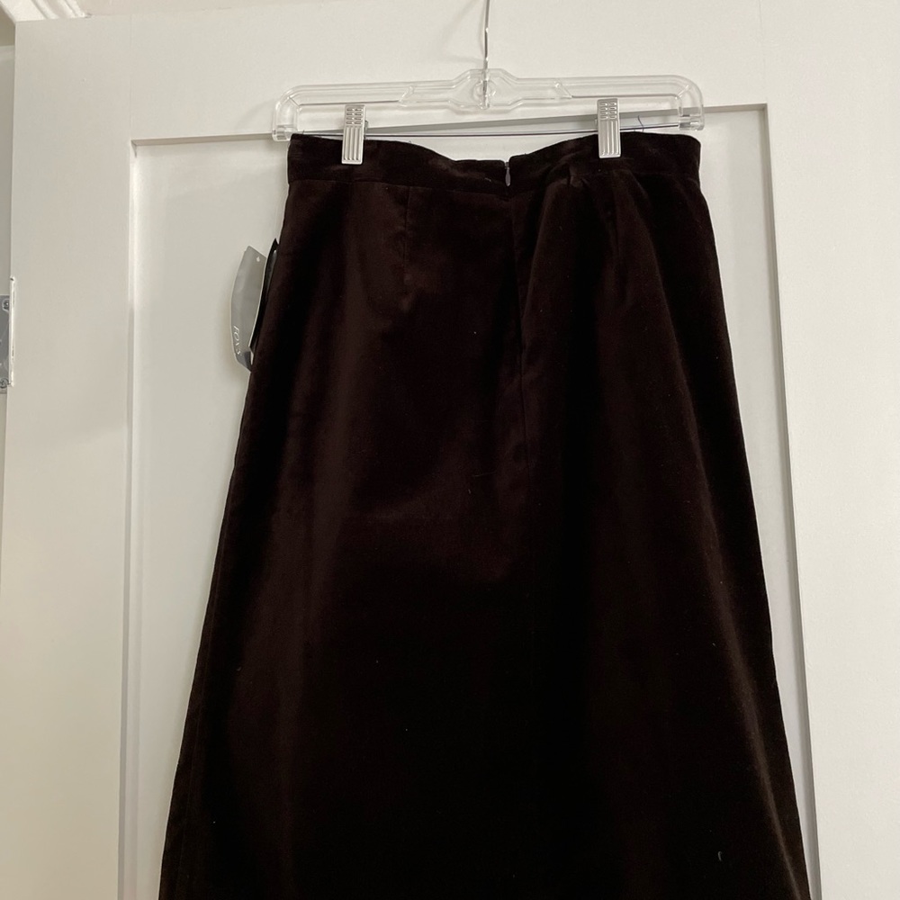 Beautiful brown velvet front pleated skirt